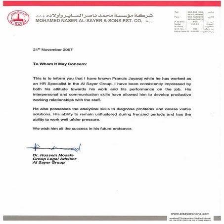 Reference Letter by GM-Legal