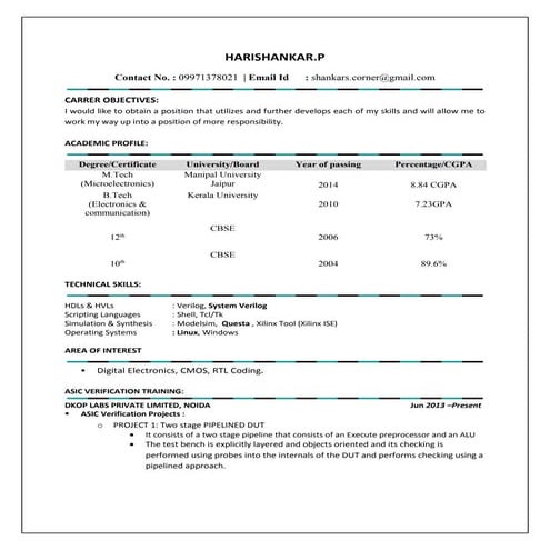 HARISHANKAR.P resume | PDF