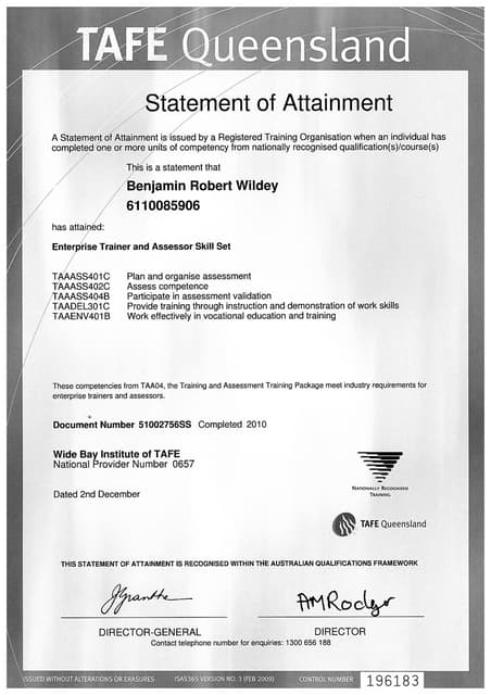 Certificate IV in Fitness SRF40206 TAFE Transcript P3 | PDF