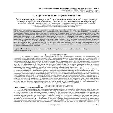 ICT governance in Higher Education