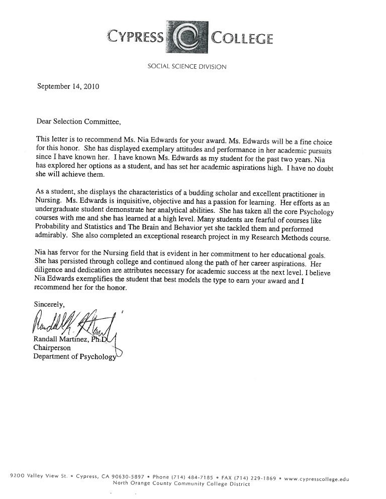 letter of recommendation from psych prof fiu letter of recommendation