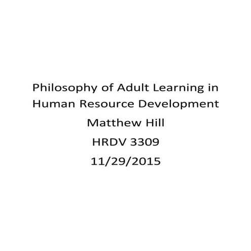 3309 Philosophy of Adult Learning in Human Resource Development