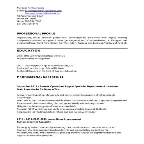 M Johnson Resume