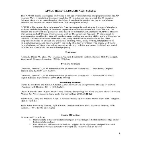 APUSH Audit Syllabus 2a