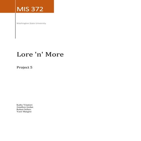 Lore N More Database Management Project