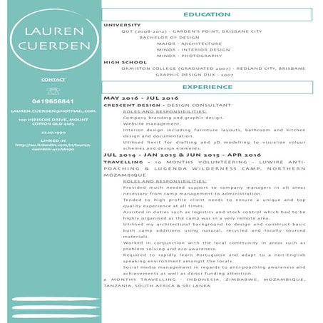 Resume - Lauren Cuerden 