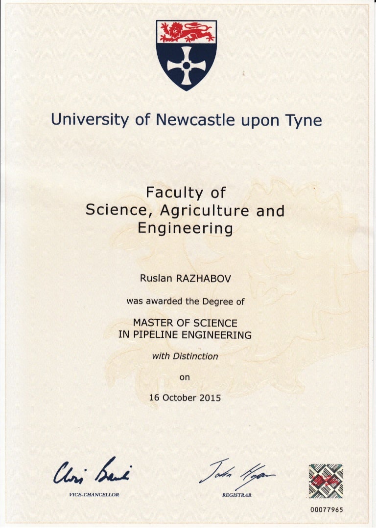 Certificate Of Degree MSc 