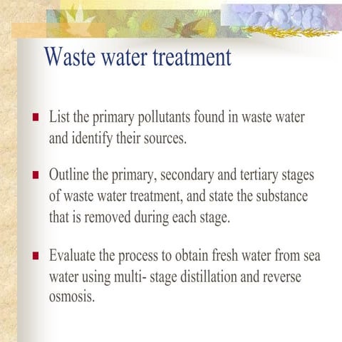 E6 e7e8 environmental chemistry waste water treatment soil-waste