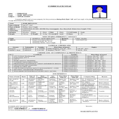 CURRICULUM VITAE HARI RIPNANTO