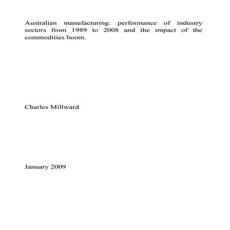 AustralianManufacturingand the commoditiesboom