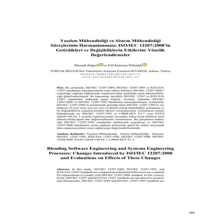 Yazılım Mühendisliği ve Sistem Mühendisliği Süreçlerinin Harmanlanması: ISO/I...