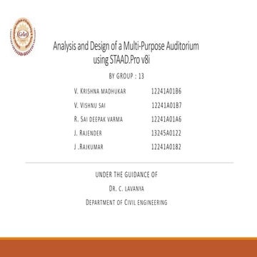 Analysis and Desin of Multi purpose Auditorium