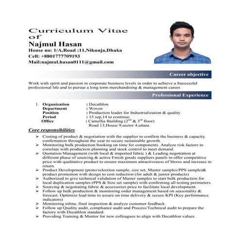 Curriculum Vitae of Najmul hasan