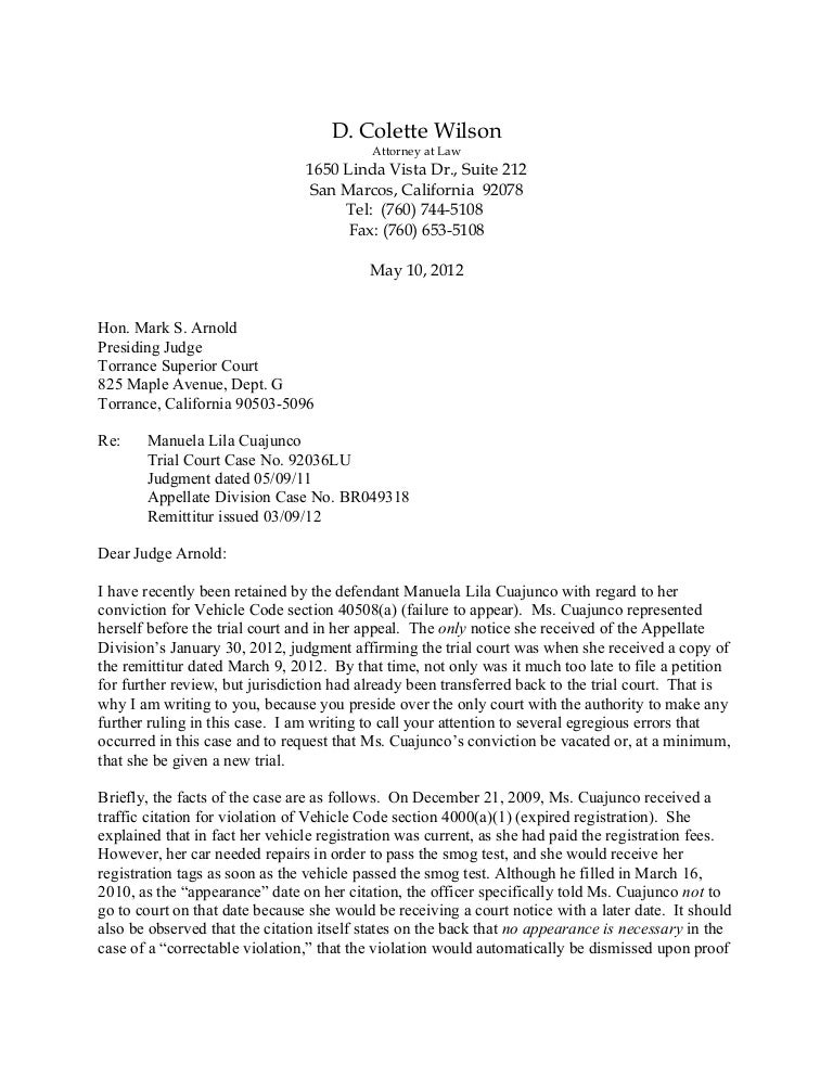 ltr to Presiding Judge 51012