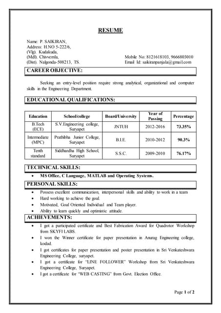 SAIKIRAN PANJALA RESUME
