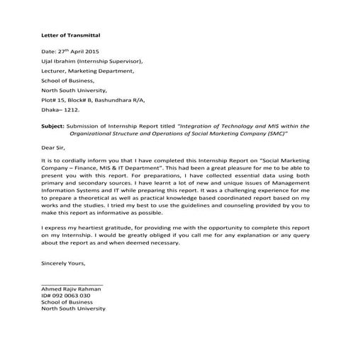 Letter of Transmittal | PDF