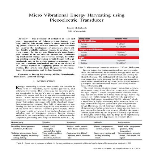Vibration Energy Harvesting in Action: Real World Case Studies | PDF