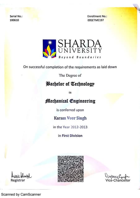 B.Tech Degree certificate | PDF