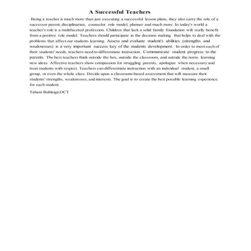 A Successful Teachers