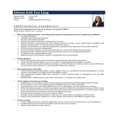 Eileen Goh Yee Ling - Resume
