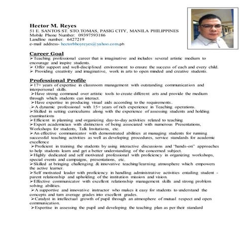 Resume teaching revised