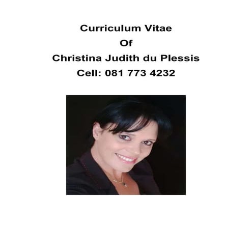 CV of Christina Judith Du Plessis