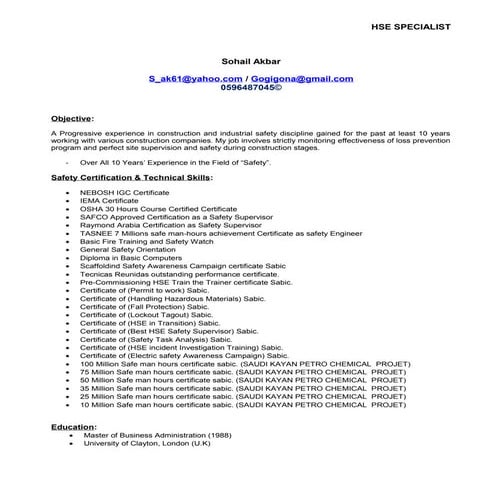 Sohail resume Safety specialist
