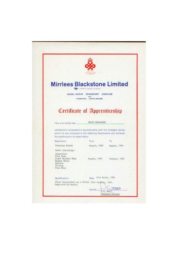 Apprenticeship Certificate