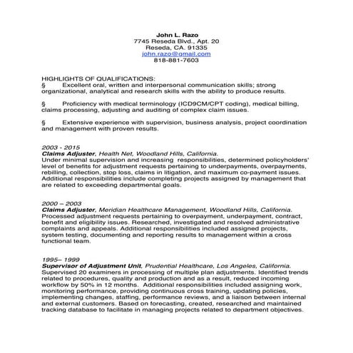 JOHN RAZO 2015 RESUME | PDF