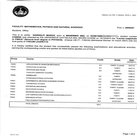 First degree in Math | PDF