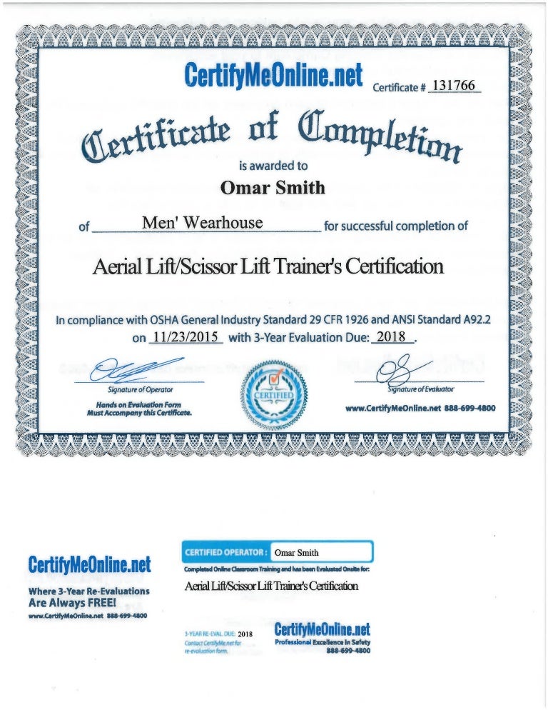 Lift Cert