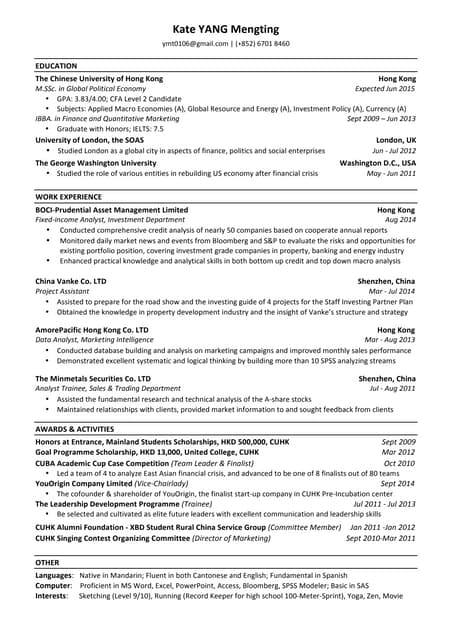 Kate YANG Mengting Resume PDF - E85655e6 8d5e 4386 B5ca 859f4bdd165f 150610023509 Lva1 App6891 Thumbnail 