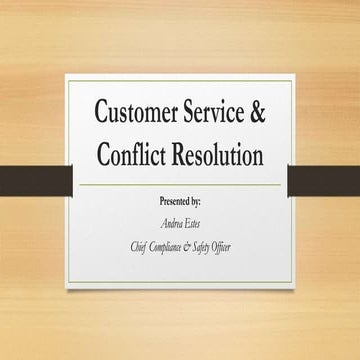 Customer Service & Conflict Resolution Training