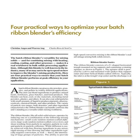 Ways to Optimize Ribbon Blender Efficiency, PBE Jan 2008