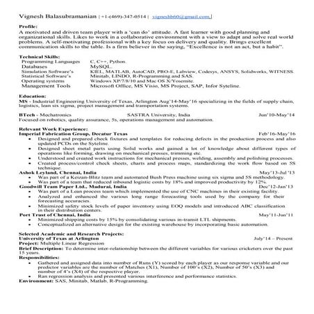 Vignesh Balasubramanian's Resume 