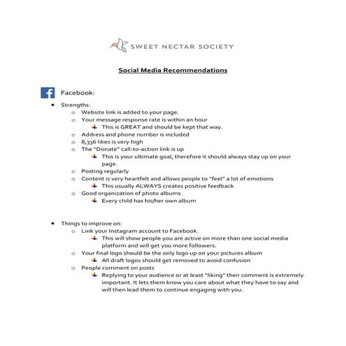 Social Media Recommendations - Sweet Nectar Society