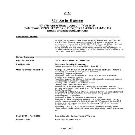 Anja Bassen CV Version  July 2015