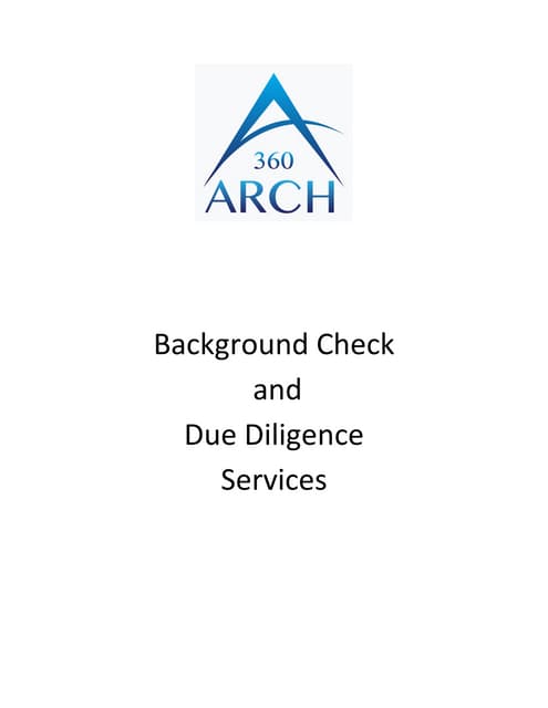 Background Check & Due Diligence Services - Arch360 Group