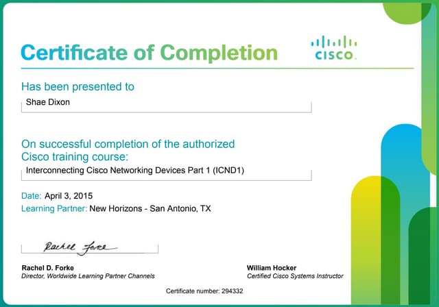 cisco netspace certificates of completion