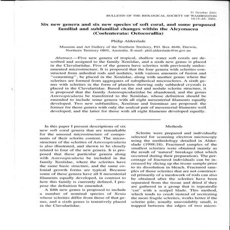 2001 -- Alderslade_Six new genera