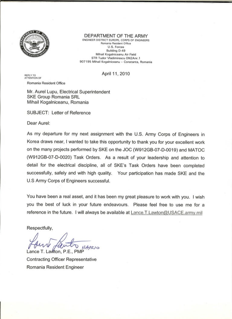 USACE_Reference Letter