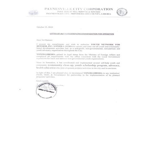 YONER LETTER OF AUTHROIZATION | DOC