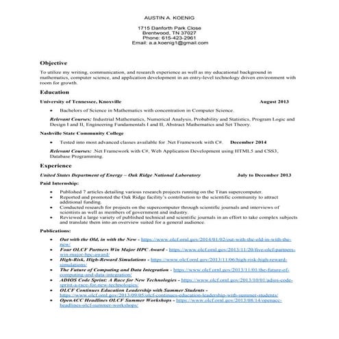 Austin Koenig Resume