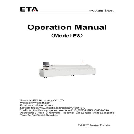 Reflow Oven for SMT line E8 