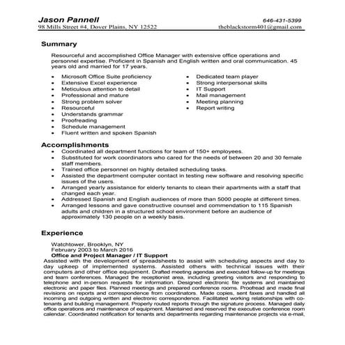 Jason Pannell Resume
