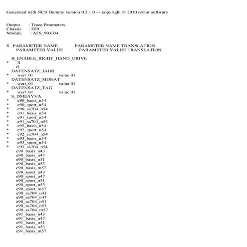 E90 module parameters coding with NCS Expert 
