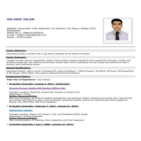 Md.Arif_Islam_CV(3) | PDF
