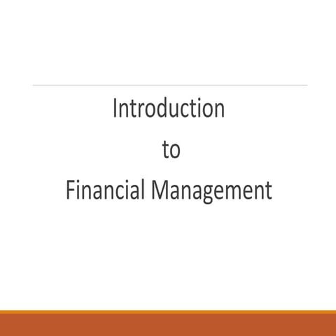An introduction to financial management for MBA graduates
