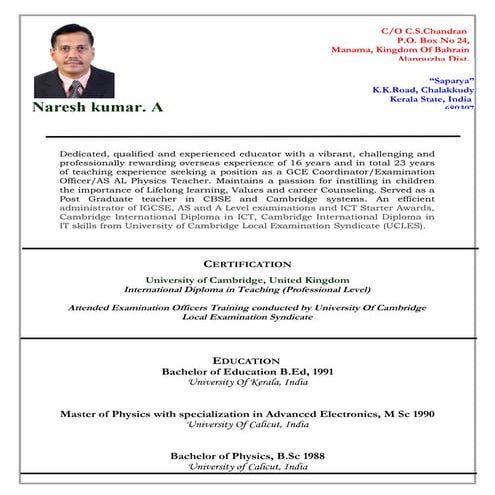 Naresh Kumar CV