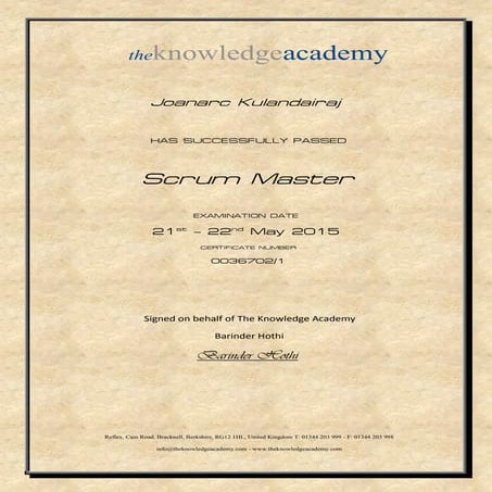 SCRUM Master Certificate | PDF